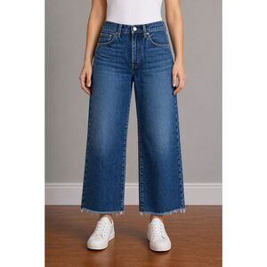 Levi’s Ribcage Straight Ankle Raw Hem Button Fly Jeans Blue 28
